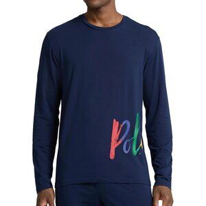 NEW Polo Ralph Lauren Men's Long-Sleeve Crewneck Pajama Shirt Navy, Size Medium